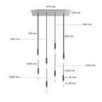 Pendelleuchte mit 8 Abhängungen und XXL Rose-One, rechteckig 675 mm, mit Metall-Finish – Satiniertes Kupfer – Ansicht 6