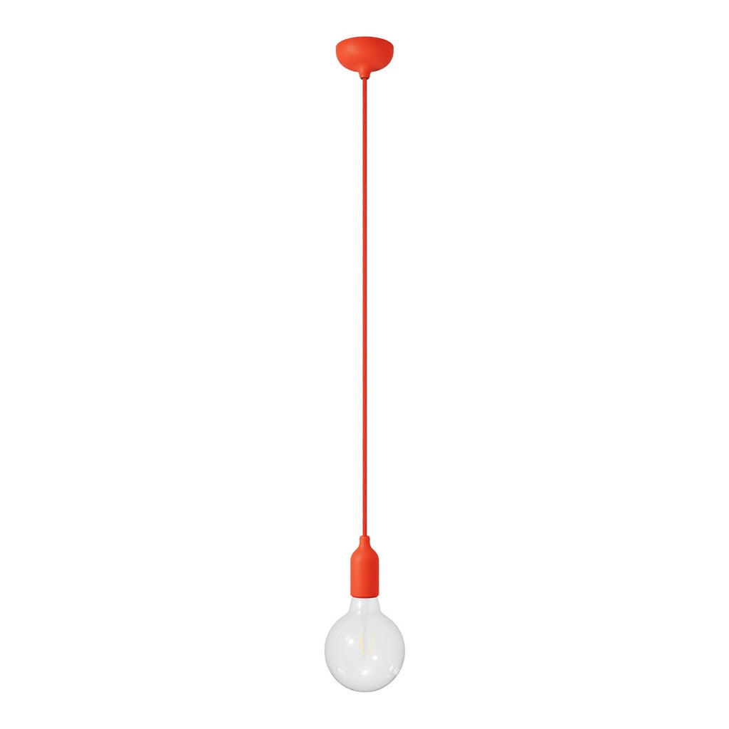 Bunte Pendelleuchte aus Silikon mit Textilkabel – Orange