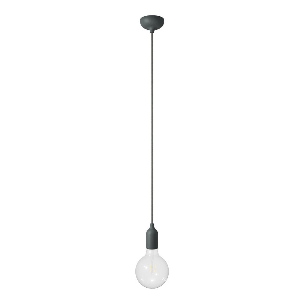 Farbige Pendellampe aus Silikon mit Textilkabel – Grau