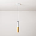 Pendelleuchte mit Stoffkabel und Doppelschirm Tub-E14 – Mattweiß und gebürstete Bronze