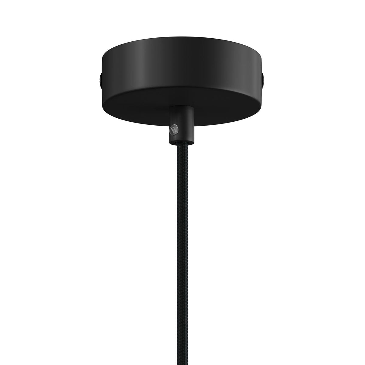 Pendelleuchte komplett mit Textilkabel und Doppelschirm Tub-E14 aus Holz und Metall – Schwarz – Ansicht 2