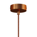 Komplette Pendelleuchte mit Textilkabel und doppeltem Tub-E14-Lampenschirm aus Holz und Metall – Mattkupfer – Ansicht 2