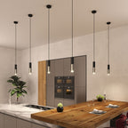 Pendelleuchte komplett mit Textilkabel und Doppelschirm Tub-E14 - Schwarz und Satin-Titan – Ansicht 2