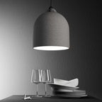 Komplettes Pendelleuchten-Set mit Stoffkabel und Campana M Keramik-Lampenschirm – Beton-Optik – Ansicht 3