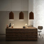 Pendelleuchte komplett mit Textilkabel und XL-Keramikschirm – Corten-Effekt – Ansicht 3