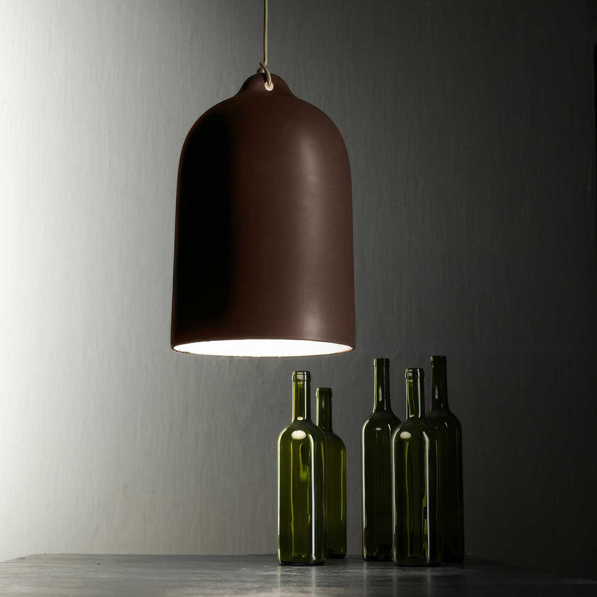 Pendelleuchte komplett mit Textilkabel und XL-Keramikschirm – Corten-Effekt – Ansicht 4