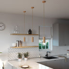 Pendelleuchte mit Textilkabel und Tub-E14-Lampenschirm aus Holz – Neutral – Ansicht 2