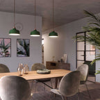 Pendelleuchte komplett mit Textilkabel, keramischem Coppa-Schirm und Metallteilen – Evergreen gestreift – Ansicht 2