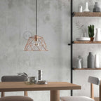 Pendelleuchte mit Textilkabel, Dome-Lampenschirm und Metall-Details – Kupfer – Ansicht 3
