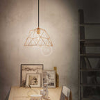 Pendelleuchte mit Textilkabel, Dome-Lampenschirm und Metall-Details – Kupfer – Ansicht 2