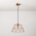 Pendelleuchte mit Textilkabel, Dome-Lampenschirm und Metall-Details – Kupfer