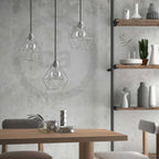 Pendelleuchte komplett mit Textilkabel, Diamond-Käfigschirm und Metall-Details – Weiß – Ansicht 3