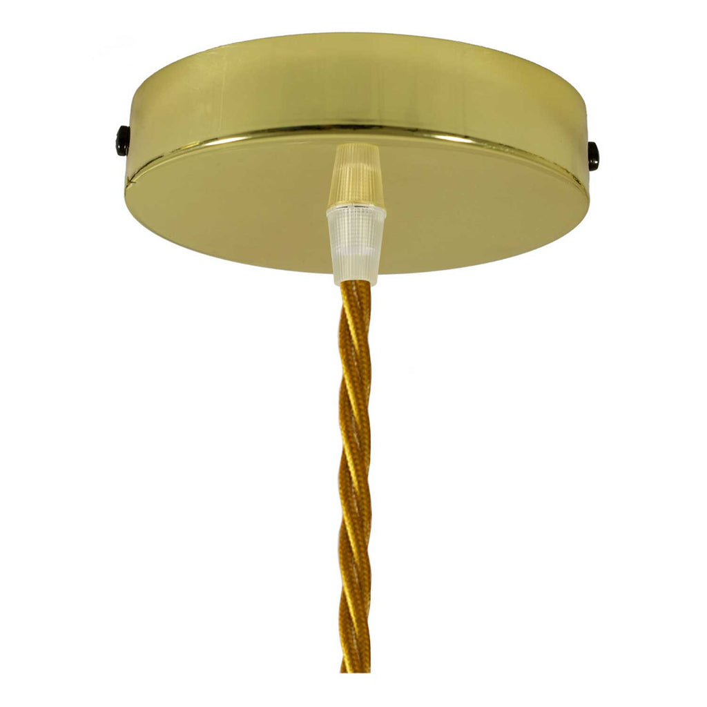 Pendelleuchte komplett mit Textilkabel, Käfighschirm Diamond und Metallfinish – Messing – Ansicht 2