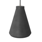 Pendelleuchte mit Stoffkabel, Trichter-Lampenschirm aus Beton und Metallfinish – Dunkelgrauer Beton