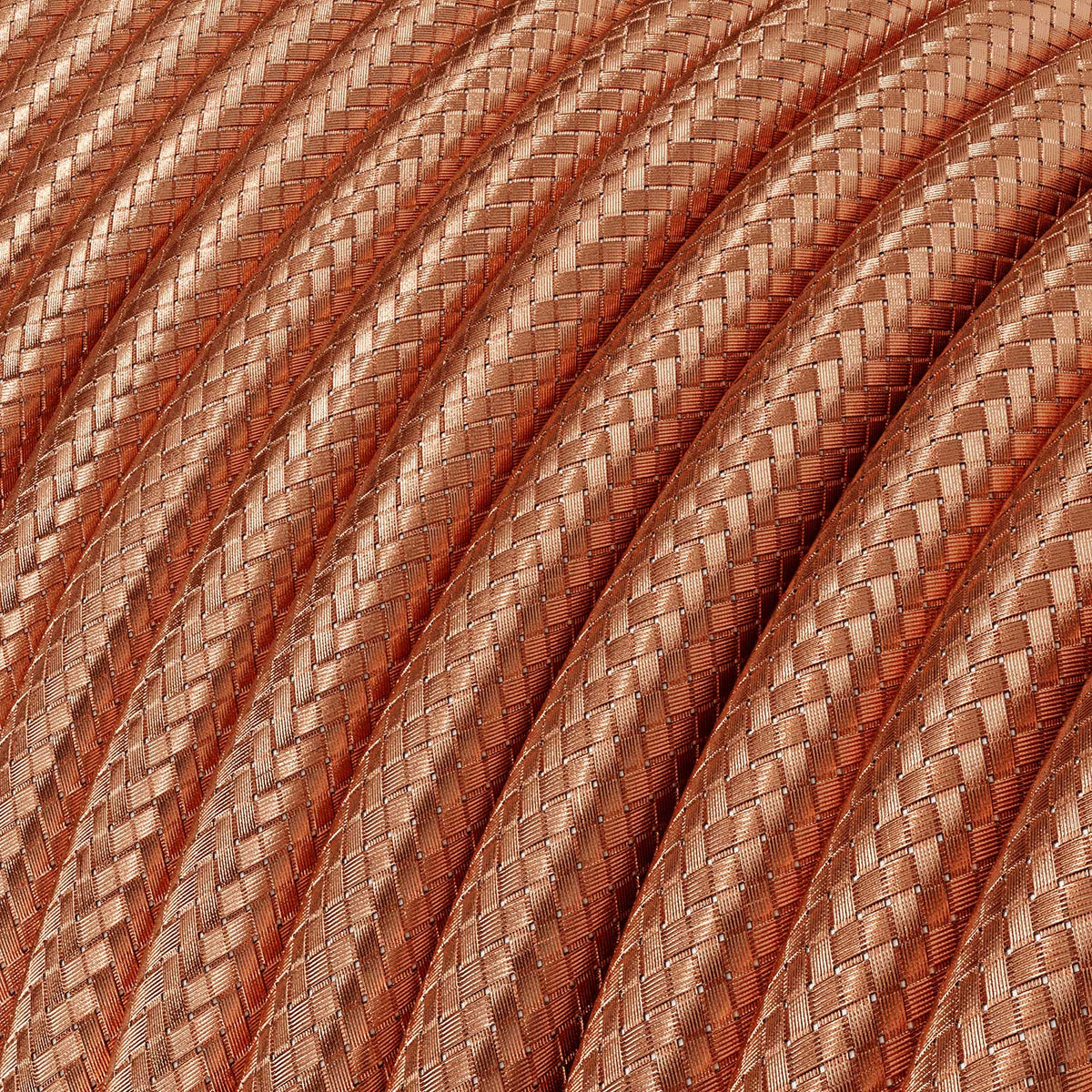 Pendelleuchte komplett mit Textilkabel, Oversize-Lampenschirm Ellepi und Metall-Details – Corten-Effekt – Ansicht 2