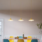 Pendelleuchte komplett mit Textilkabel, Lampenschirm Swing Pastel und Metall-Details – Senfgelb – Ansicht 2