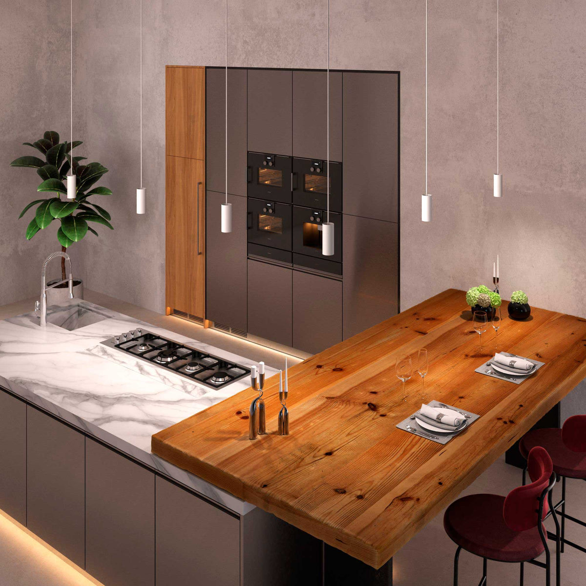 Pendelleuchte komplett mit Textilkabel, Tub-E14-Lampenschirm und Metallfinish – Weiß – Ansicht 2