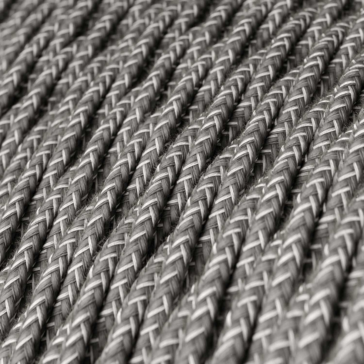 Pendelleuchte mit geflochtenem Textilkabel und Aluminiumfassung – Chrom – Ansicht 3