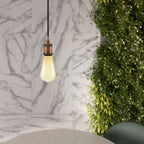 Pendelleuchte komplett mit geflochtenem Textilkabel und Aluminium-Fassung – Satin-Kupfer – Ansicht 2
