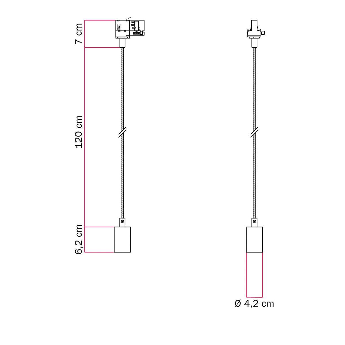 Pendelleuchte mit mattiertem Metalleffekt für Schienen – Satiniertes Kupfer – Ansicht 6
