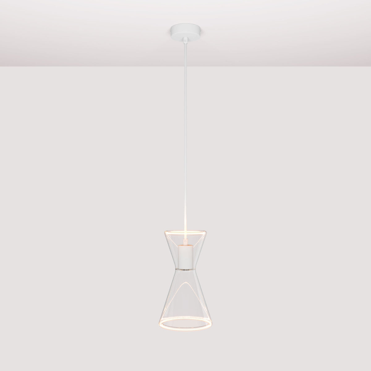Pendelleuchte mit Glühbirne Ghost Doppio Cono – Mattweiß