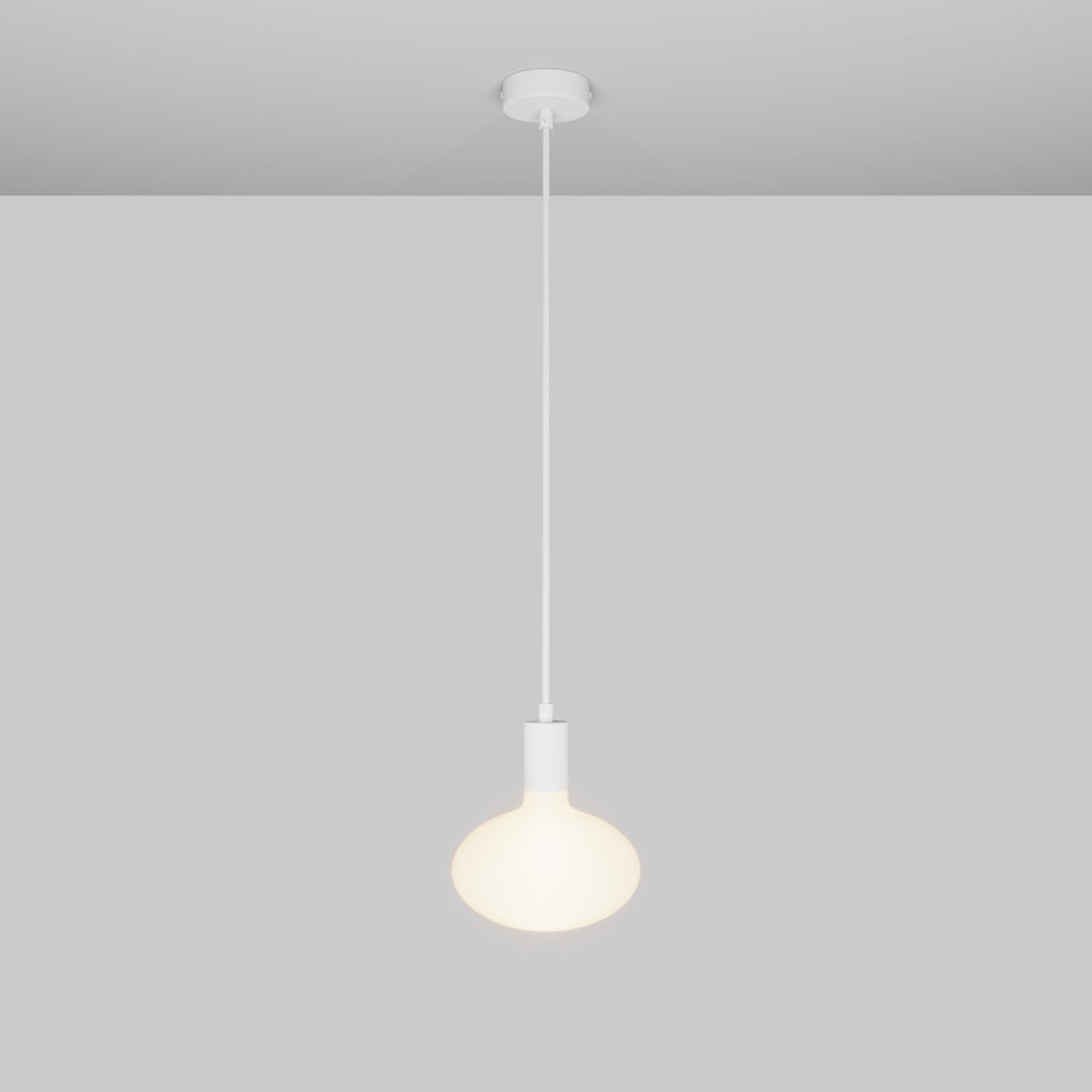 Pendelleuchte mit Glühbirne LED Ellipse mit Porzellan-Effekt – Mattweiß