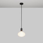 Pendelleuchte mit LED-Glühbirne Ellipse in Porzellanoptik – Mattschwarz