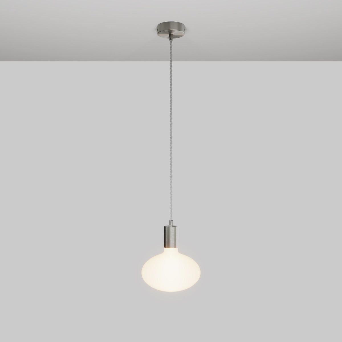 Pendelleuchte mit Glühbirne LED Ellipse mit Porzellan-Effekt – Satiniertes Titan