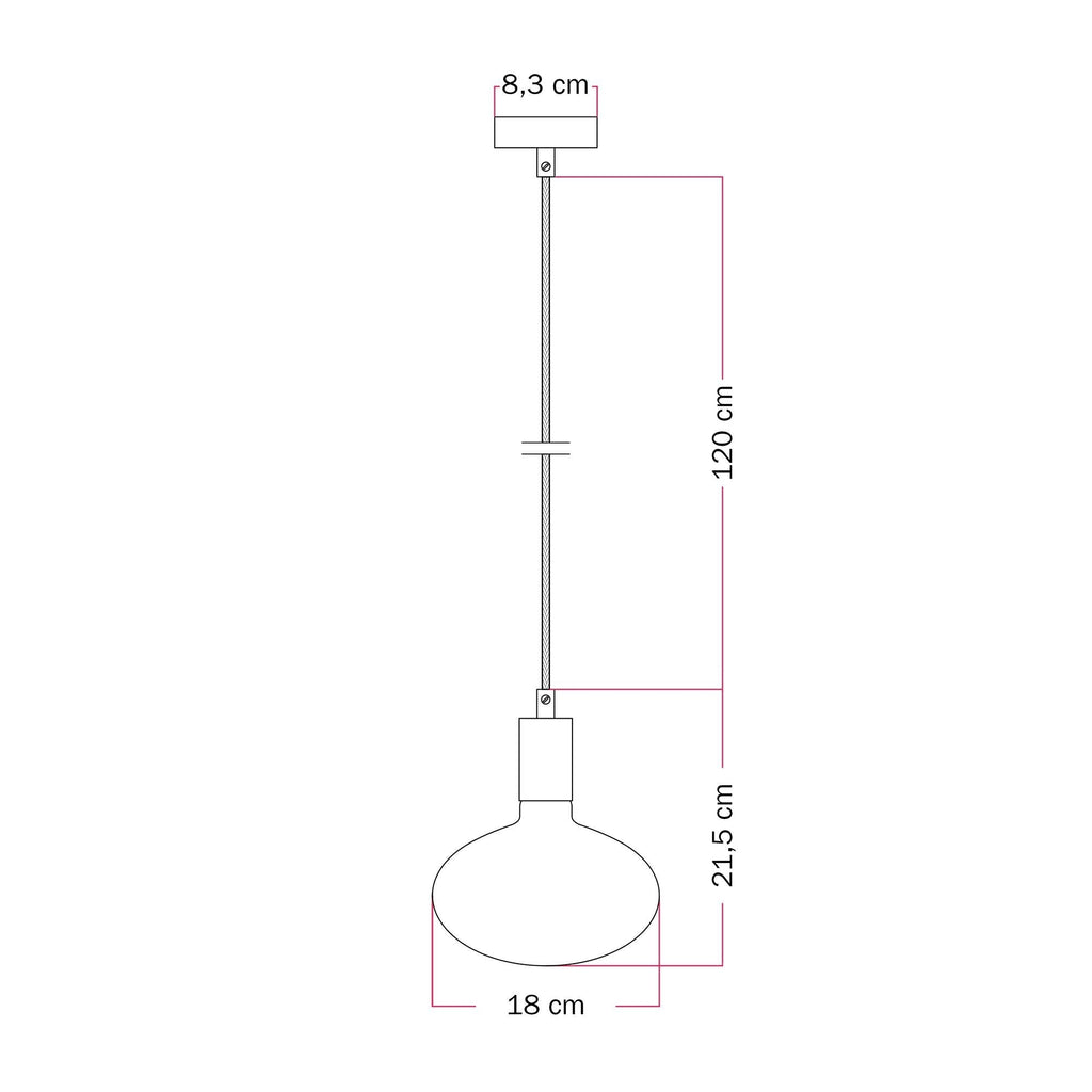 Pendelleuchte mit Glühbirne LED Ellipse mit Porzellan-Effekt – Satiniertes Titan – Ansicht 5