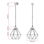 Pendelleuchte mit Diamond-Drahtgitter-Lampenschirm für Schienensysteme – Weiß – Ansicht 6