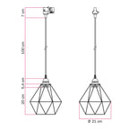 Pendelleuchte mit Diamond-Käfigschirm für Schienensysteme – Schwarz – Ansicht 6