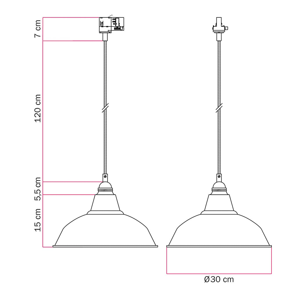 Pendelleuchte mit Bistrot-Schirm für Schienen – Schwarz – Ansicht 6