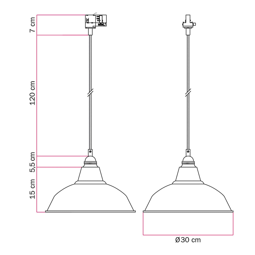 Pendelleuchte mit Bistrot-Schirm für Schienensysteme – Grün – Ansicht 6