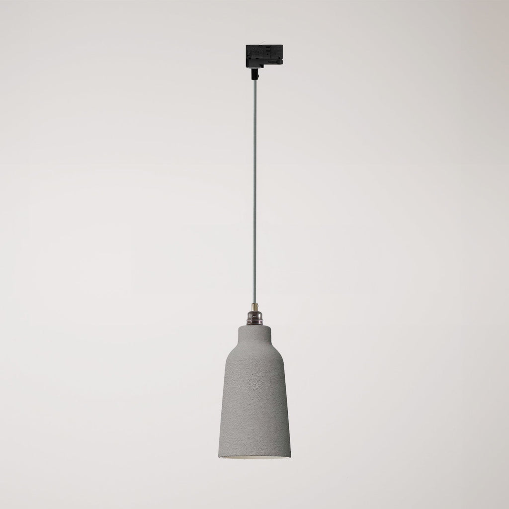 Pendelleuchte mit Flaschen-Lampenschirm und Schienenadapter – Beton-Effekt