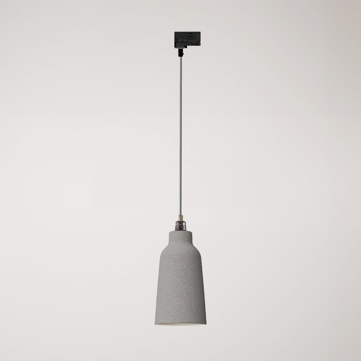 Pendelleuchte mit Flaschen-Lampenschirm und Schienenadapter – Beton-Effekt