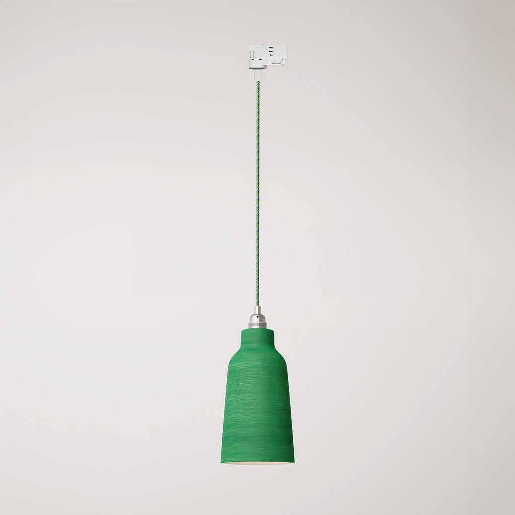 Pendelleuchte mit Flaschenlampenschirm und Schienenadapter – Gestreift Evergreen