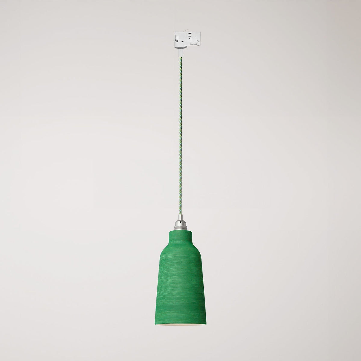 Pendelleuchte mit Flaschenlampenschirm und Schienenadapter – Gestreift Evergreen