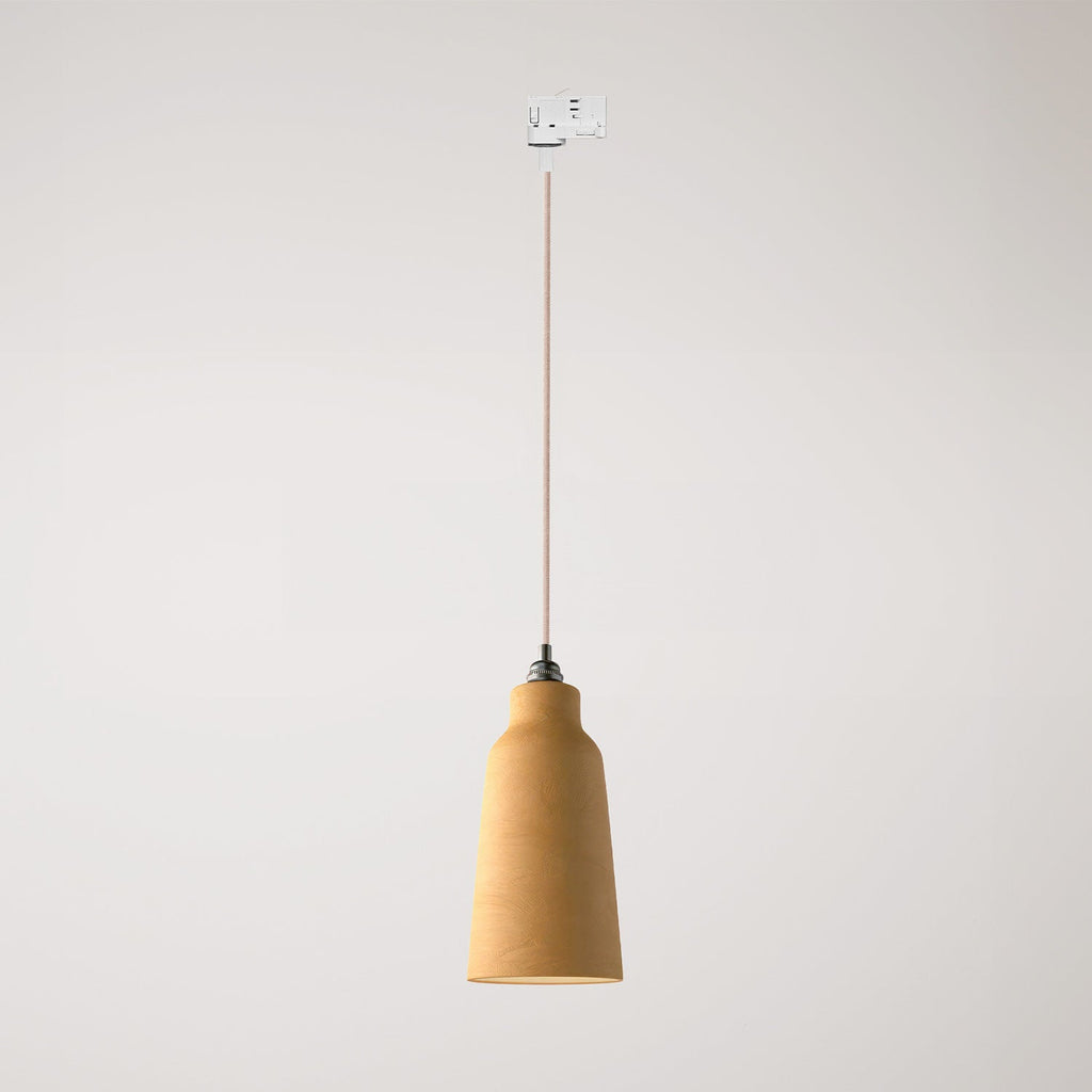 Pendelleuchte mit Flaschenschirm und Schienenadapter – Terrakotta Struktur