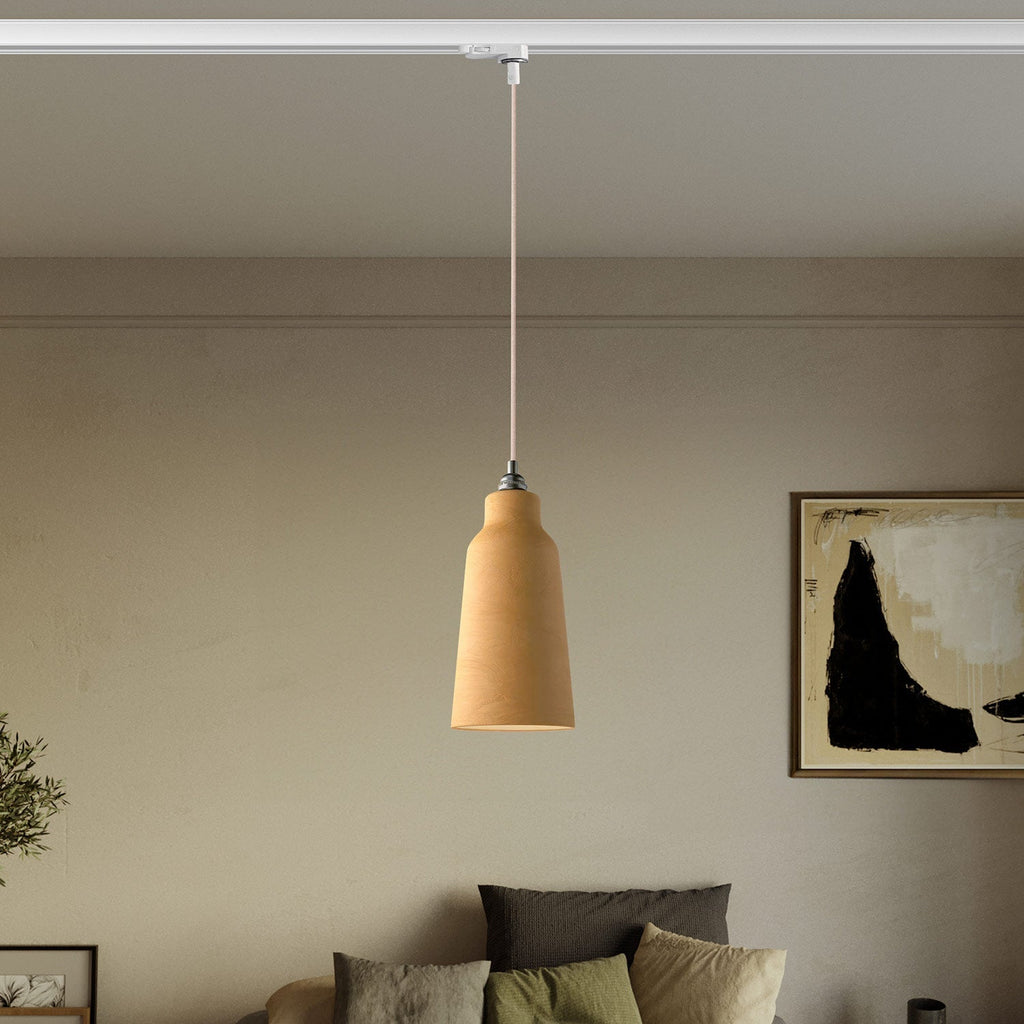Pendelleuchte mit Flaschenschirm und Schienenadapter – Terrakotta Struktur – Ansicht 2