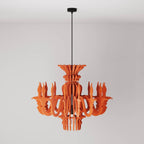 Pendelleuchte mit klassischem SHHANDELIER-Schirm aus schallabsorbierendem Material – Melange Orange – Ansicht 3
