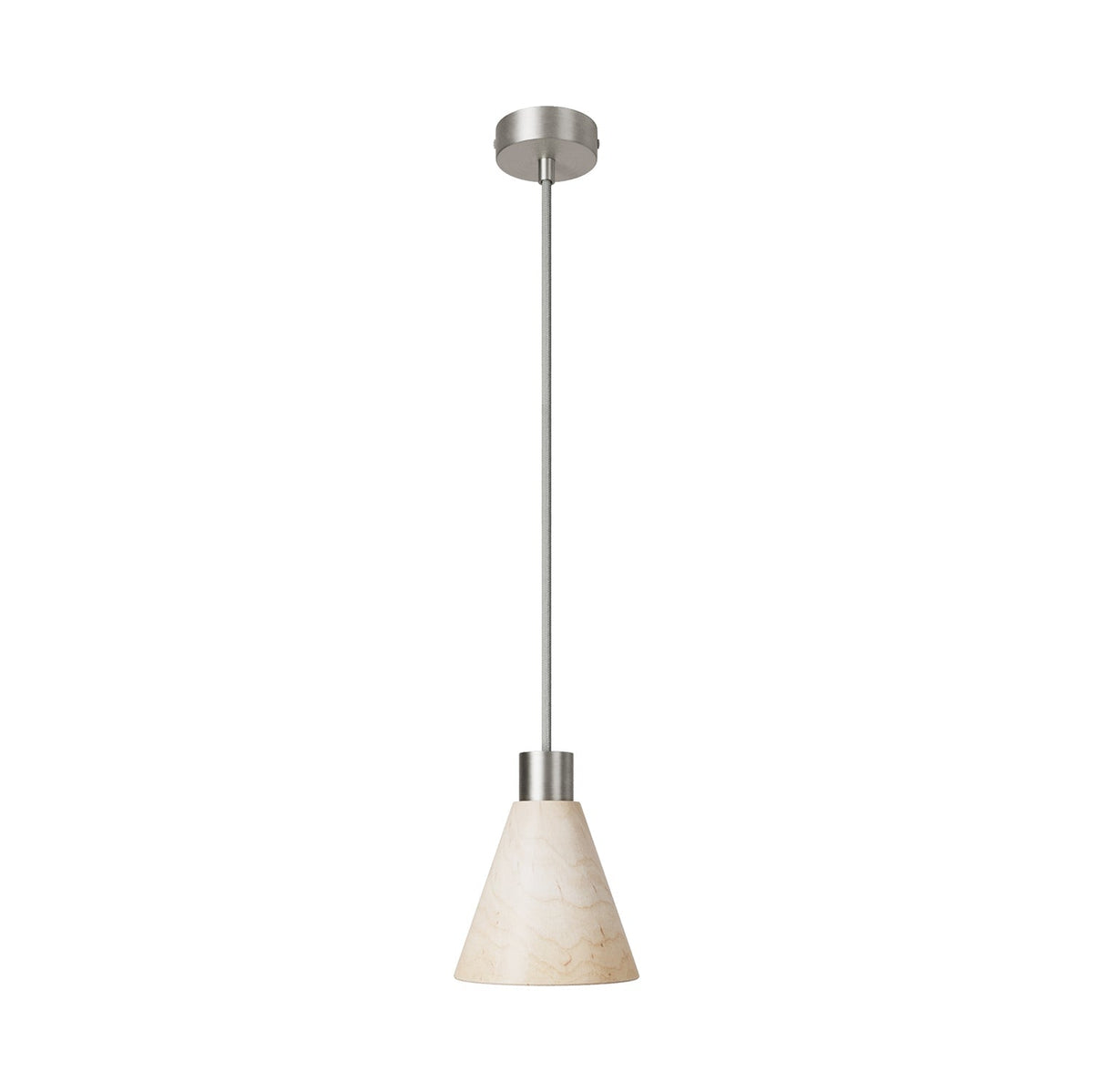 Pendelleuchte mit konischem Holzschirm – Satin-Titangelb