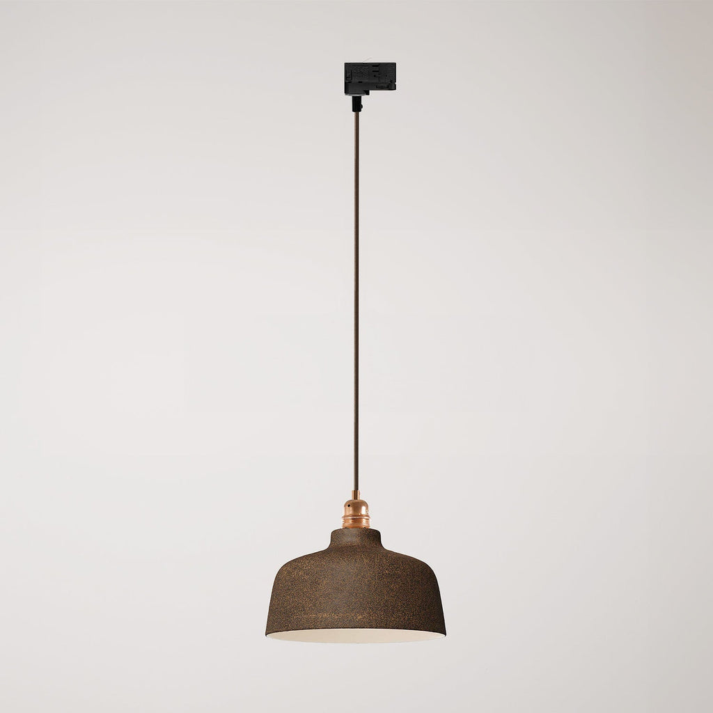 Pendelleuchte mit Coppa-Schirm und Schienenadapter – Corten-Effekt