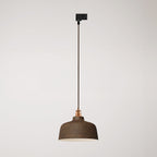 Pendelleuchte mit Coppa-Schirm und Schienenadapter – Corten-Effekt