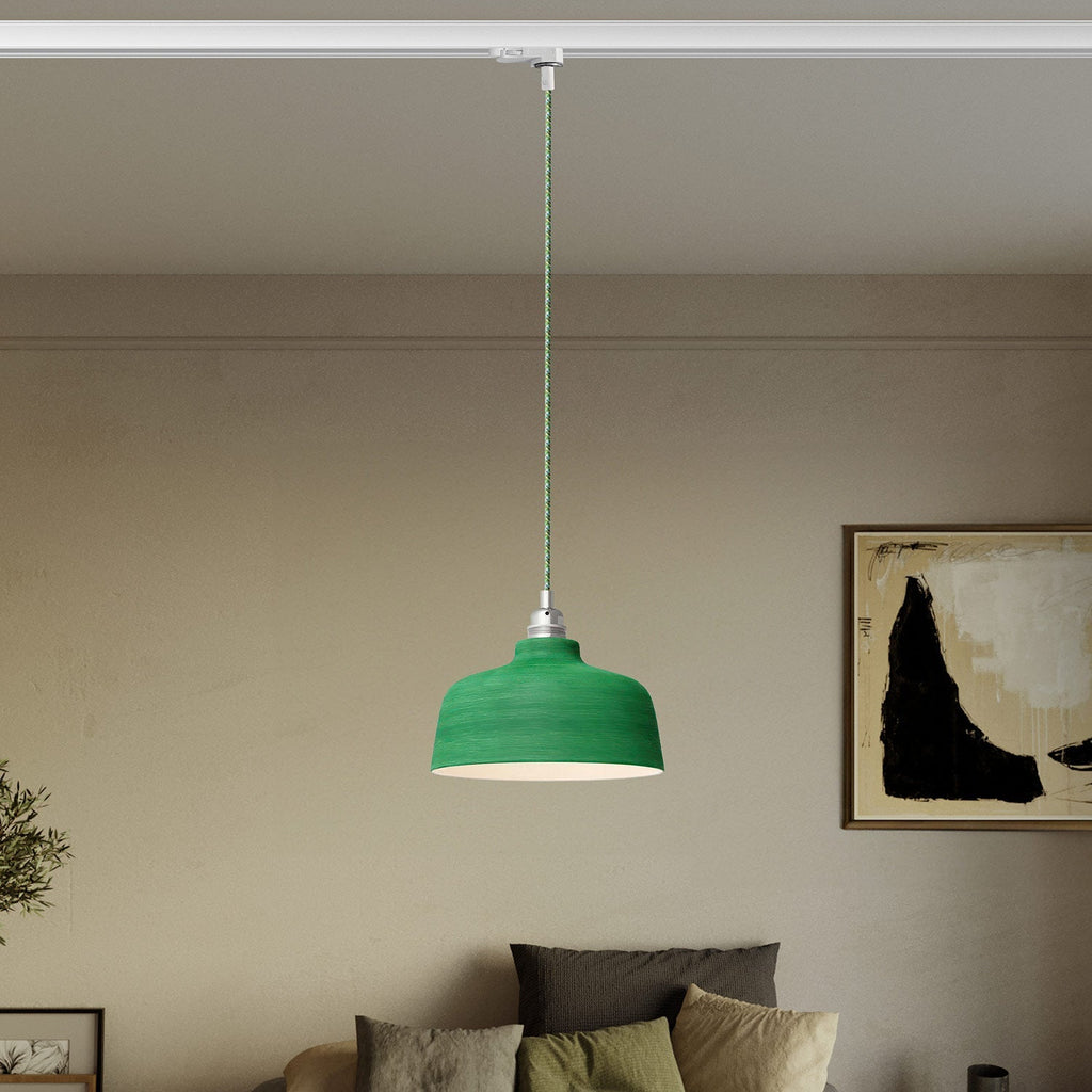 Pendelleuchte mit Coppa-Lampenschirm und Adapter für Schienensystem – Evergreen gestreift – Ansicht 2