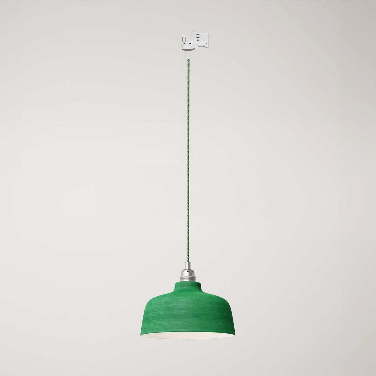 Pendelleuchte mit Coppa-Lampenschirm und Adapter für Schienensystem – Evergreen gestreift