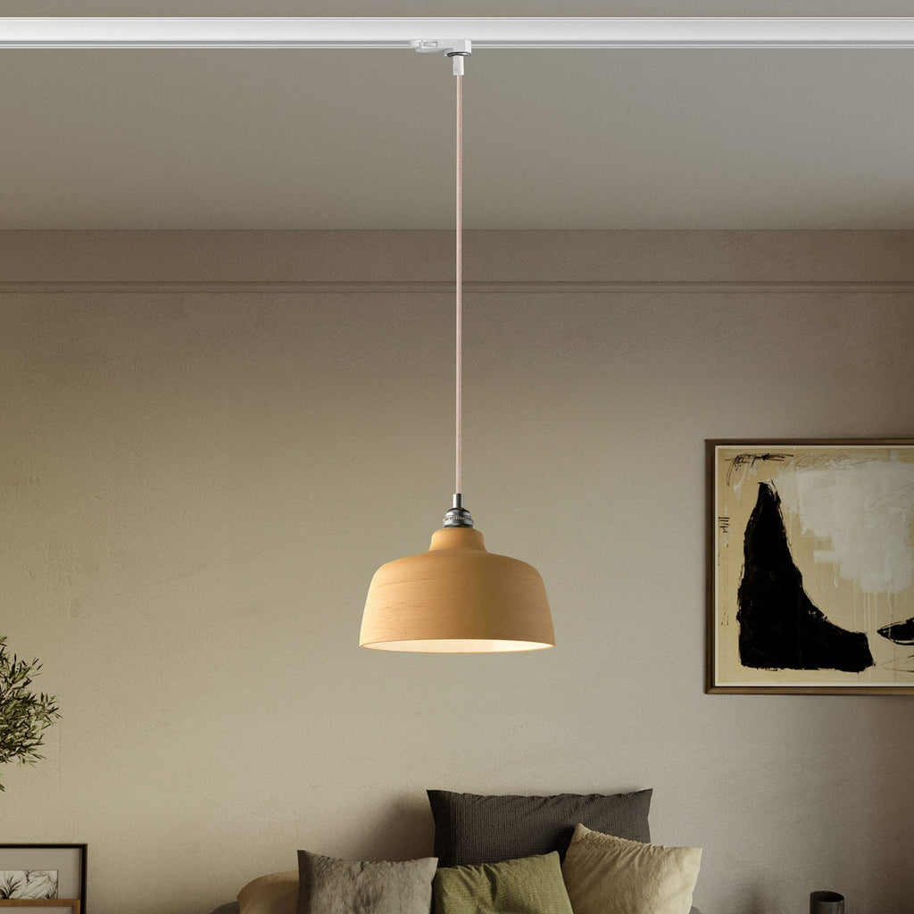 Pendelleuchte mit Coppa-Lampenschirm und Adapter für Schienensystem – Gerillter Terrakotta – Ansicht 2