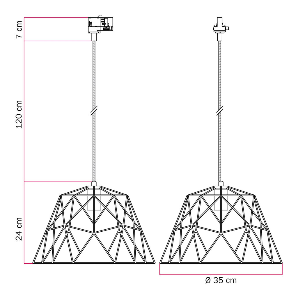 Pendelleuchte mit Dome-Lampenschirm für Schienensysteme - Weiß – Ansicht 6