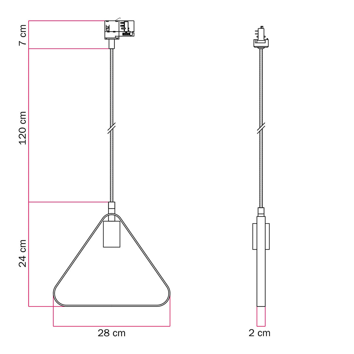 Pendelleuchte mit Duedì Apex Schirm und Schienensystem - Weiß – Ansicht 6