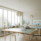 Pendelleuchte mit elliptischem LAMPSHADE aus schallabsorbierendem Material – Weiß meliert – Ansicht 2