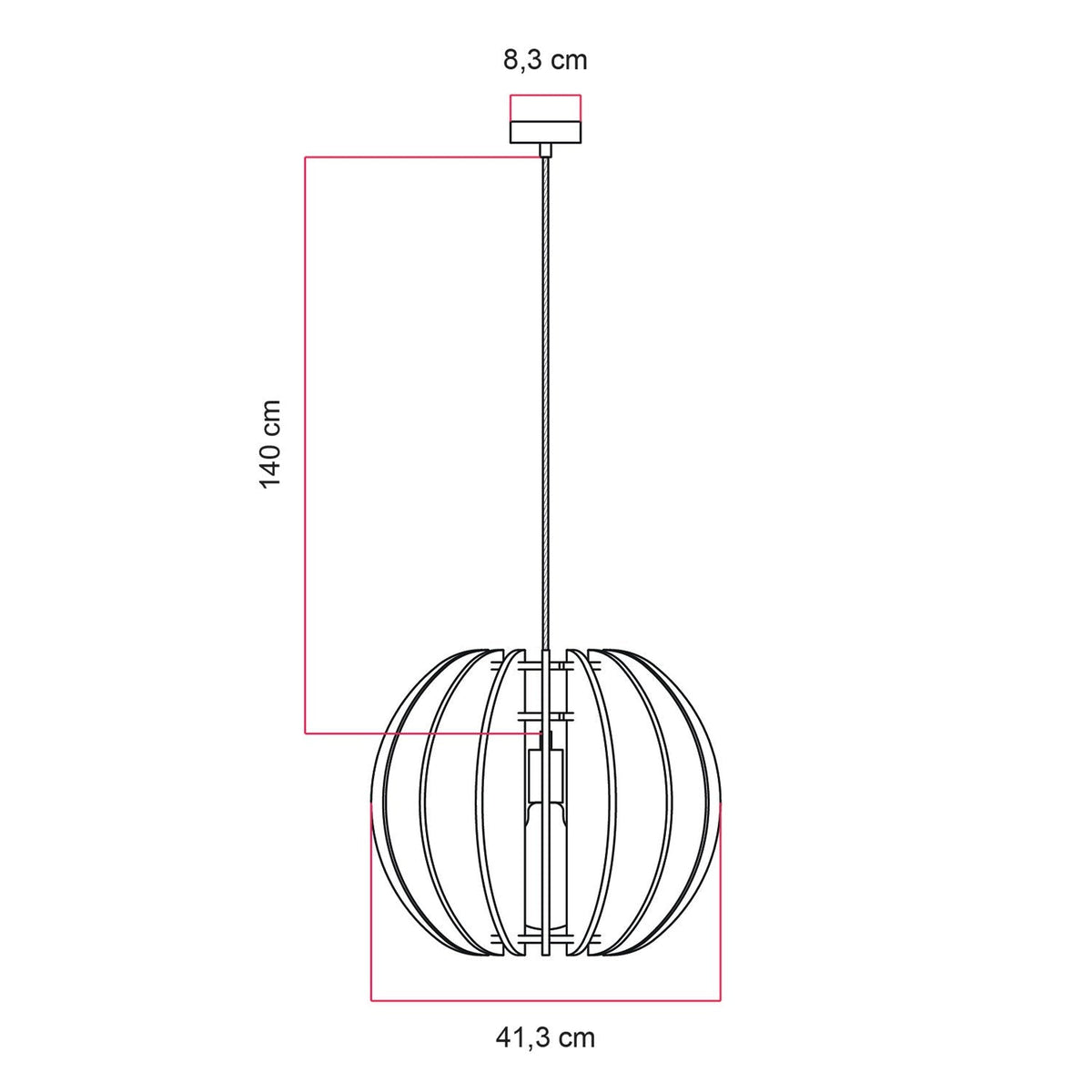 Pendelleuchte mit elliptischem LAMPSHHADE aus schallabsorbierendem Material – Rosa meliert – Ansicht 7